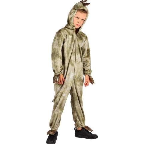 Dieren Kostuum Dino Kinderen - Pluche - Dieren Onesie - Carnaval - Verkleedkleren Kinderen - Groen - Maat 140