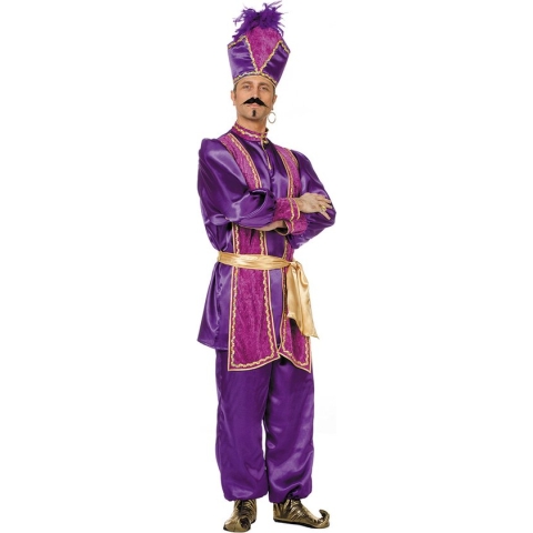 Wilbers & Wilbers - 1001 Nacht & Arabisch & Midden-Oosten Kostuum - Paarse Hoogheid Sultan, Paars - Man - Paars - Maat 48 - Carnavalskleding - Verkleedkleding