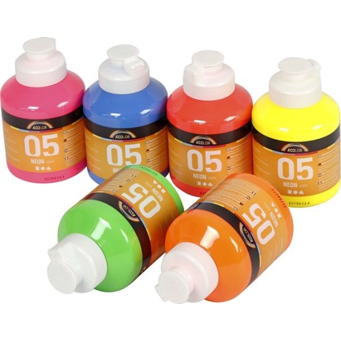 A-Color Acrylverf, neon kleuren, 6x500 ml/ 1 karton