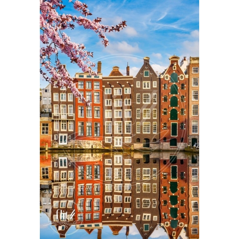 100% Nederlandse Productie! │ Diamond Painting │ Amsterdam Grachtgezicht 01 │ Formaat 50 x 75 cm │ Diamond Painting Pakket Volwassen │ Volledige bedekking │ Vierkant │ Full │ Flitzz Diamond Painting