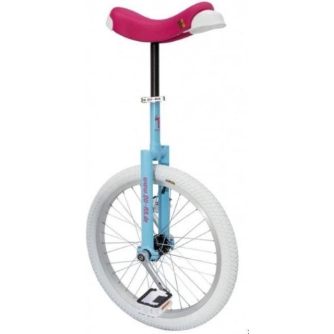 Qu-ax Luxus 20 inch eenwieler blauw met roze zadel
