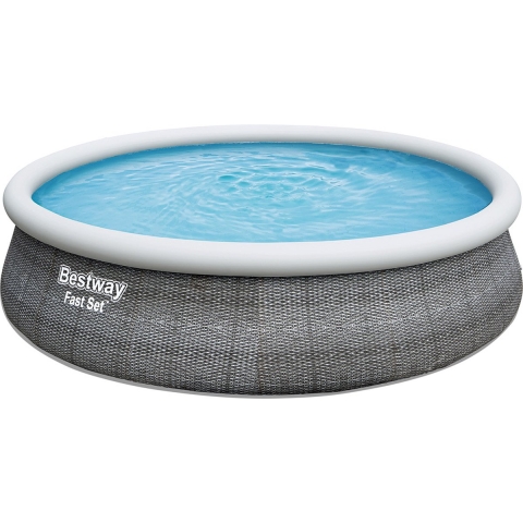 Bestway - Fast Set - Opblaasbaar zwembad inclusief filterpomp en zwembadtrap - 457x107 cm - Rond