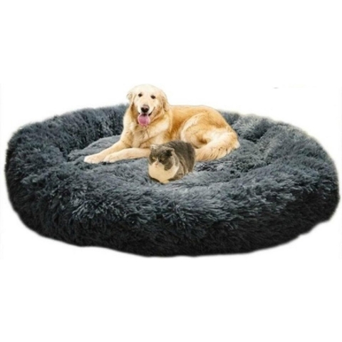 Topmast Fluffy Donut Dierenkussen - Hondenmand - Kattenmand - Superzacht - Wasbaar - 100 cm - Antraciet - XL - AKTIE