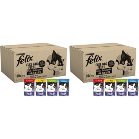 2x Felix - Elke Dag Feest Mix Selectie in Gelei Multipack - Kattenvoer - 80x85g