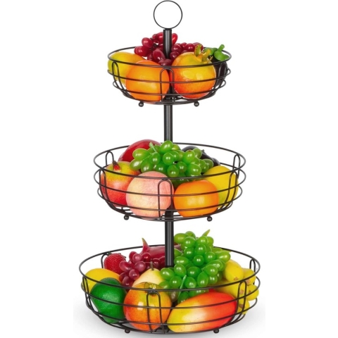 fruitmand – fruitschaal, groentemand van metaal, staand, dagelijkse keukenopslag, fruitmand, fruitstandaard, brons