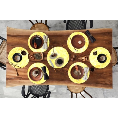 Ronde placemats - Onderlegger - Placemats rond - Geel - Patronen - Marmer print - Verf - 8 stuks