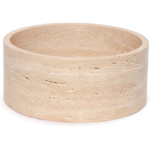 Mooisa - Fruitschaal - Travertine 24x10cm - rond marmer dienblad - vierkant marmer dienblad - decoratie schaal - tapasplank - serveerplank