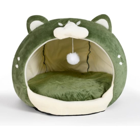 Avoir Avoir®-Gezellig en comfortabel katoenen kattenbed - Groen - Ideaal voor extra warmte en comfort thuis - Inclusief bijpassend kussen - Geschikt voor katten en kleine honden - Gemakkelijk schoon te maken - 40x40x40cm -