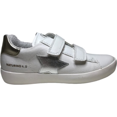 Naturino 4.0 - Annie Hybri - Mt 34 - velcro's zilveren ster vegan sneakers - Wit