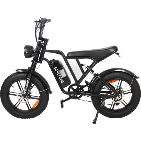 Spetime Fatbike - Elektrische Fiets - Zwart - Krachtige 250W motor - LCD Display - 20"inch wielen - 25km/u - Afstand tot 75km