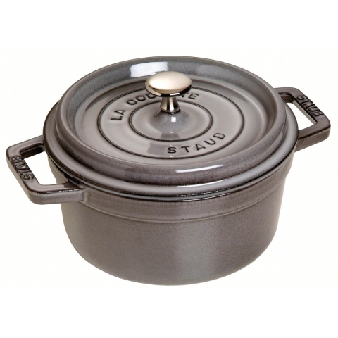 Staub Ronde Cocotte 22 cm - grafietgrijs 2,6 l | Potten&Pannen | Keuken&Koken - Keukengerei | 1102218