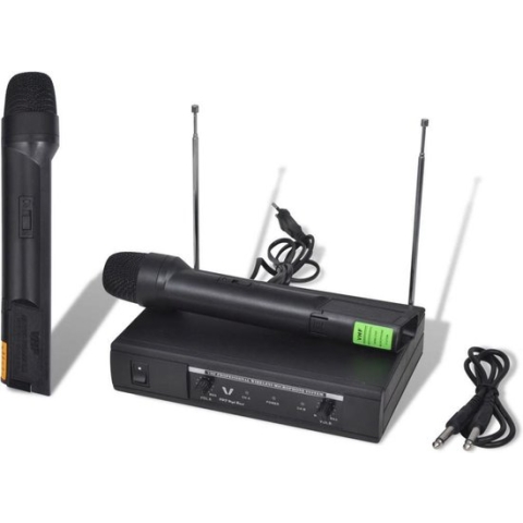 vidaXL Ontvanger met 2 draadloze microfoons VHF