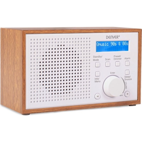 Denver DAB Radio - Retro Radio - Keukenradio - Draagbare Radio - Batterijen & Netstroom - DAB46 - Wit