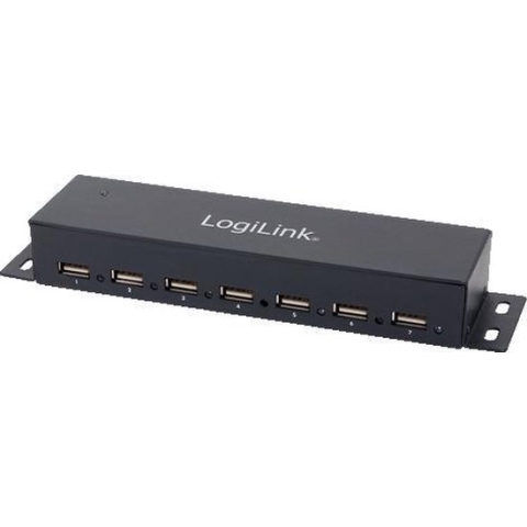 USB-HUB 7-Port LogiLink metaal LED-Anzeige m. Netzteil