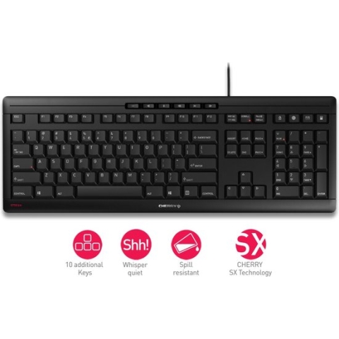 CHERRY STREAM - Toetsenbord - USB - QWERTY - VS met Euro-symbool - toetsschakelaar: CHERRY SX - zwart