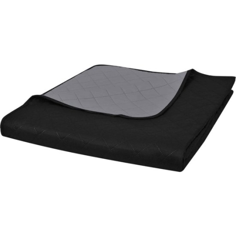 vidaXL-Bedsprei-gewatteerd-dubbelzijdig-220x240-cm-zwart/grijs