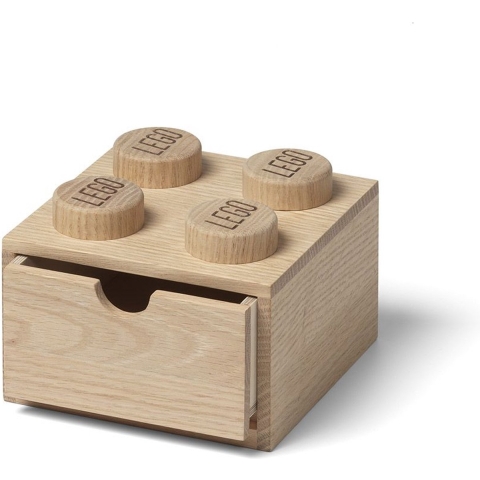 Houten bureaulade met 4 noppen - licht eiken