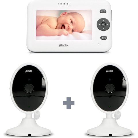 Alecto DVM-140+DVM-140C - Babyfoon met 2 camera's en 4.3" kleurenscherm, wit