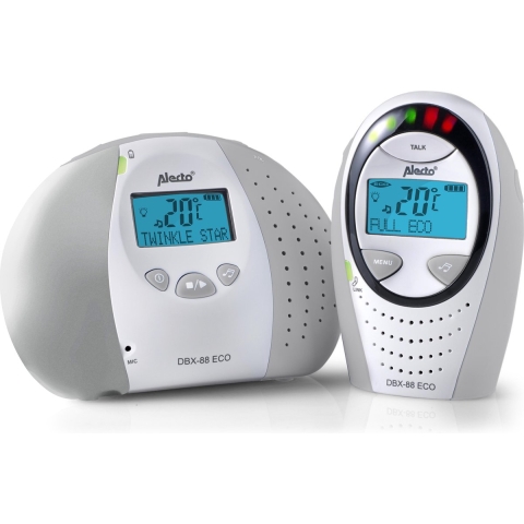 Alecto DBX-88GS - Full Eco DECT babyfoon met display, wit/grijs