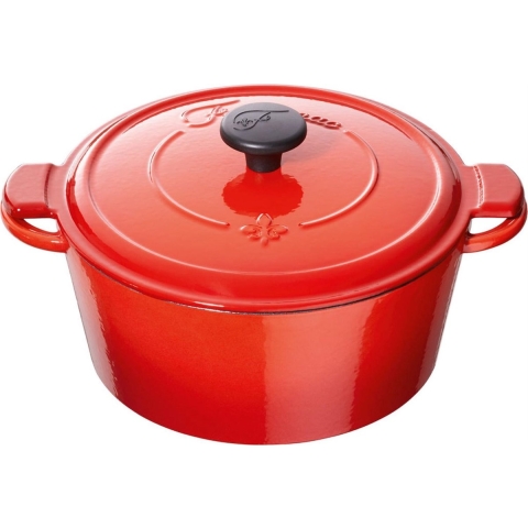 Fontignac Mains libres ronde cocotte/braadpan 26 cm - rood | Potten&Pannen | Keuken&Koken - Keukengerei | 4009839367014