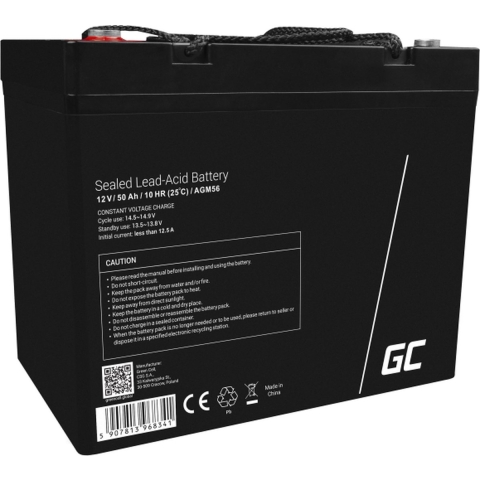 AGM VRLA 12V 50Ah Onderhoudsvrije accu voor scooter camper camper Trolley maaier
