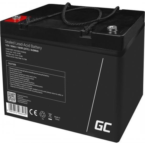 Onderhoudsvrije AGM VRLA 12V 55Ah accu voor boten en fotovoltaïsche installaties