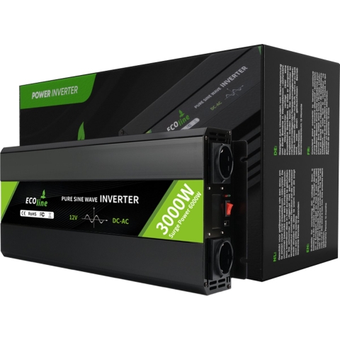 EcoLine - Omvormer 12V Naar 220V/230V - 3000w Vermogen - Zuivere sinus - Spanningomvormer