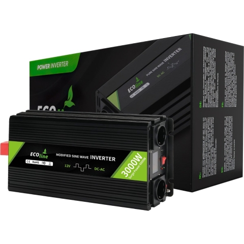 EcoLine - Omvormer 12V Naar 220V/230V - 3000w Vermogen - Gemodificeerde sinus - Spanningomvormer