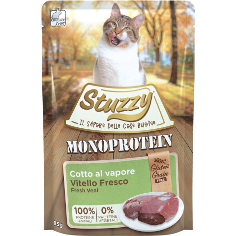 Stuzzy Cat Grain Free Monoprotein kalf nat kattenvoer 85 gram 4 dozen (80 x 85 g)