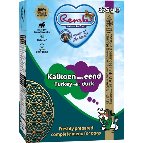 Renske kalkoen met eend Vers Bereid nat hondenvoer 24 x 375 g