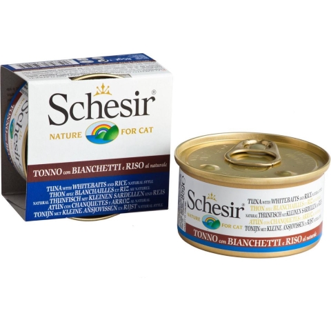 Schesir Tonijn en kleine Ansjovissen natural style 4 trays (56 x 85 g)