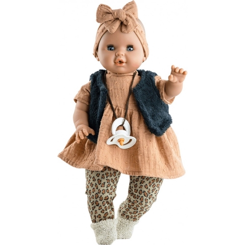 Paola Reina Pop Sonia Met Geluid - 36 cm. - Luipaardprint