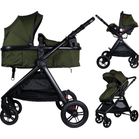 Ding 3-in-1 Kinderwagen Liam - Black/Forest Green