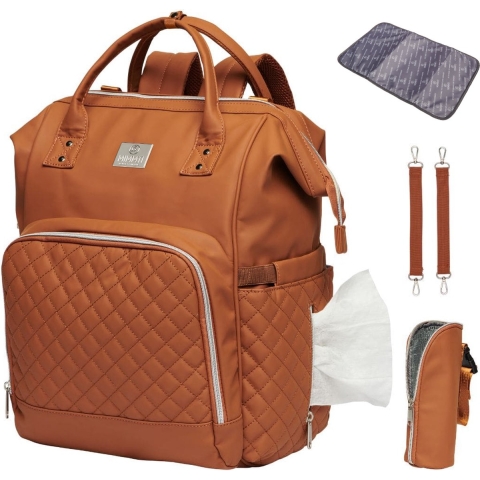 NanaBeebi 2.0 Leren Luiertas - Cognac