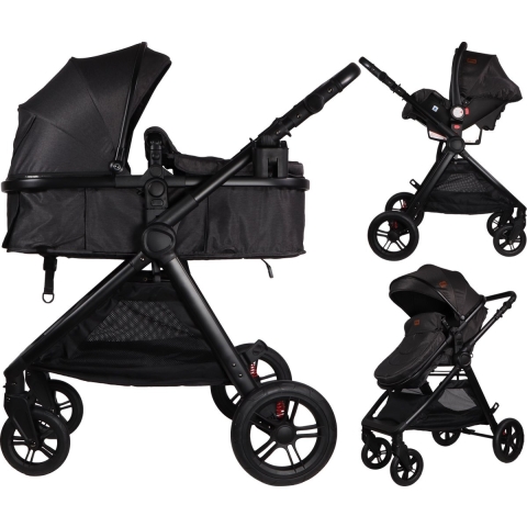 Ding 3-in-1 Kinderwagen Liam - Black/Black