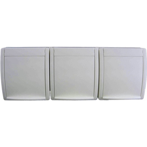 Busch-Jaeger 2300/3 EW-54 Ocean (opbouw) Wandcontactdoos drievoudig spatwaterdicht Wit
