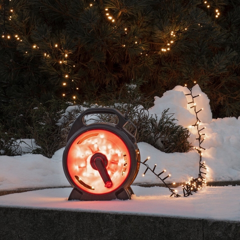 Konstsmide 3843-800 Lichtketting Buiten Energielabel: E (A - G) werkt op het lichtnet Aantal lampen 300 LED Barnsteen Verlichte lengte: 6.58 m Haspel