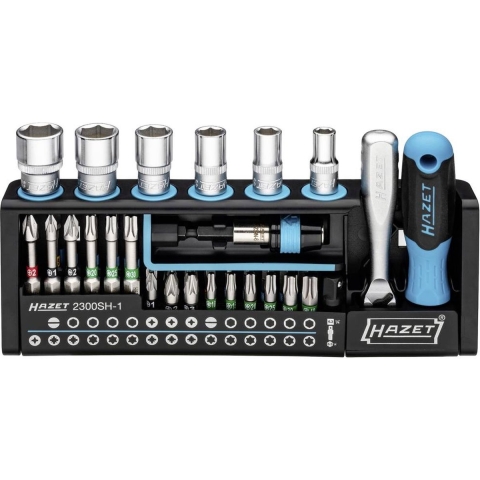 Hazet SmartHolder 2300SH-1 Bitset 39-delig Plat, Kruiskop Phillips, Kruiskop Pozidriv, Inbus, Binnen-Torx, Dop (zeskant) Incl. bithouder