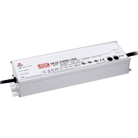 Mean Well HLG-240H-24B LED-driver, LED-transformator Constante spanning, Constante stroomsterkte 240 W 10 A 12 - 24 V/DC Dimbaar, PFC-schakeling,