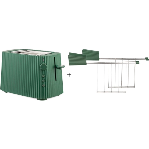 Alessi Broodrooster Plissé + Alessi Tostiklemmen Plissé - Groen - Michele de Lucchi