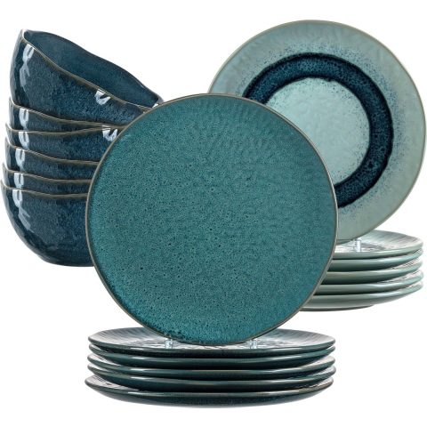 Leonardo Serviesset Matera (Dinerborden + Ontbijtborden + Kommen) - Blauw - 18-delig / 6 personen