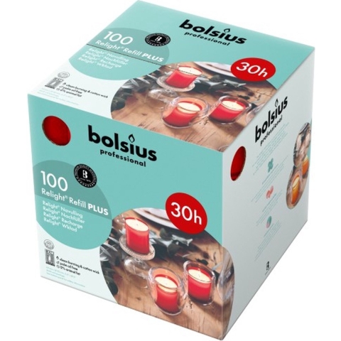 Bolsius Navullingen Relight Plus Rood - 100 Stuks