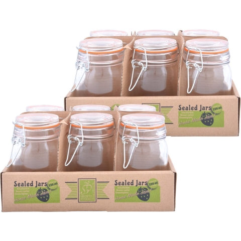 Set van 24x weckpotten/inmaakpotten 230 ml met beugelsluiting -
