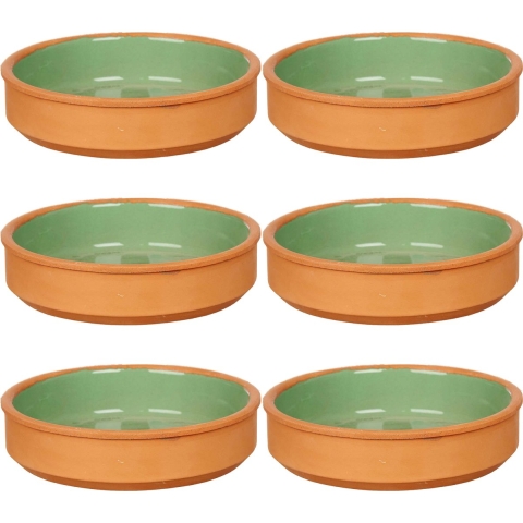 Set 16x tapas/creme brulee serveer schaaltjes terracotta/groen 16x4 cm -