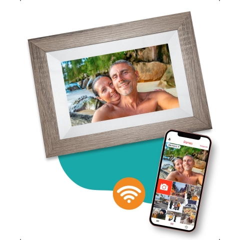 Pora&Co Digitale fotolijst 8 inch met Wifi en Frameo app donkerbruin