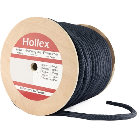 Hollex Gevlochten 16 mm landvast rol 100 meter navy
