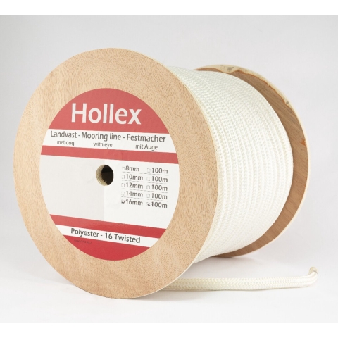 Hollex Gevlochten 12 mm Landvast rol 100 meter wit