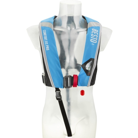 Besto Comfort fit Pro 300N MH automatisch reddingsvest met harnas blauw/zwart