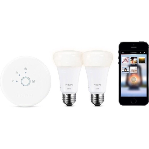 Philips HUE lux Starter kit 2 witte LEDlampen + bridge