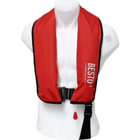 Besto Automatic 300N MH automatisch reddingsvest met harnas rood